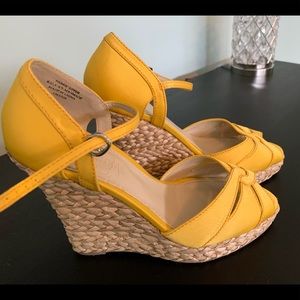 Colin Stuart Yellow Woven Espadrille Heels 7.5